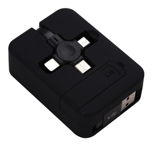 Cable cargador retráctil multiUSB P 3 en 1 para iPhone 8593, color negro