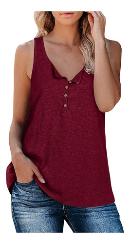 Blusa Tipo Chaleco Casual Con Botones De Colores Para Mujer