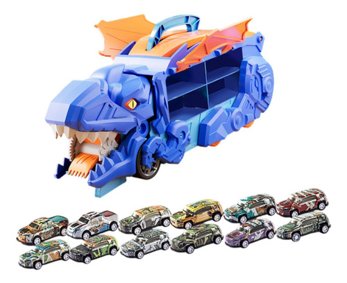 Coches Devoradores De Dinosaurios Con Pista Con 12 Carros