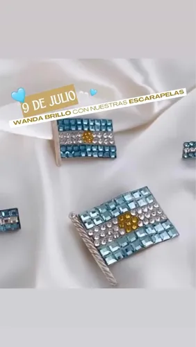 Bandera Cristal Swa Argentina Plata Grande Prendedor