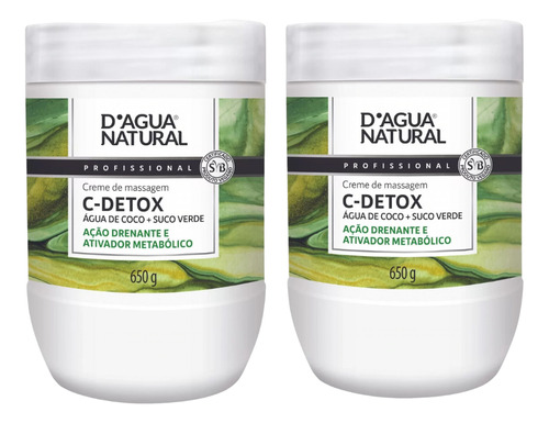 Kit 2 Unidades De Creme Massagem C-detox 650g Dagua Natural