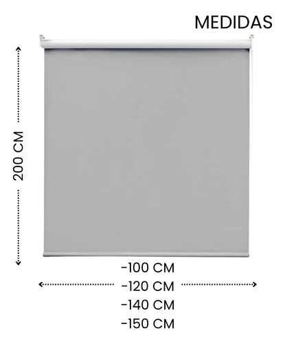 Persiana Enrollable Cortina Roller Lisa Colores 100 X 180cm Gris