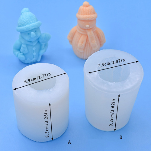 (b) Molde De Silicona Con Forma De Muñeco De Nieve Para Vela