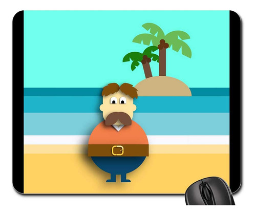 Ilustracion Vectorial Diseño Plano Isla Hombre Tropical