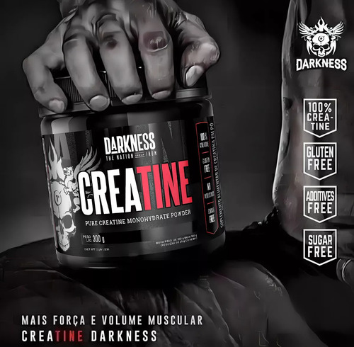 Creatina Darkness Monohidratada 300g - Potência, Resistência Sem Sabor