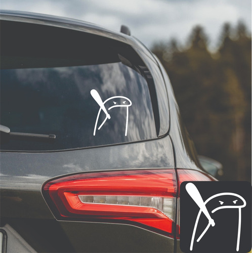 Sticker Para Auto Meme Flork Con Palo