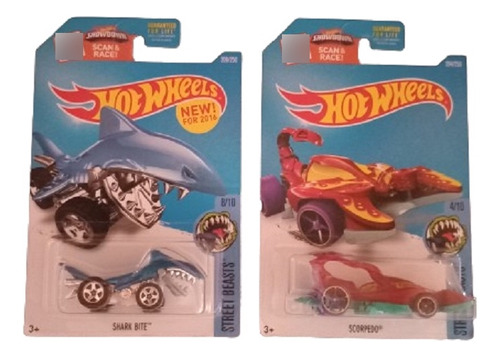 Tiburón Shark Bite + Scorpedo Hot Wheels Hw Street Beasts 