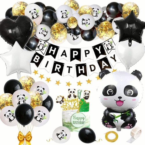 Cumpleaños Decoración Globos Panda Niños Feliz Cumpleaños