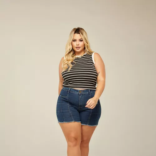 Roupas Femininas Short Jeans Plus Size Com Lycra 44/54