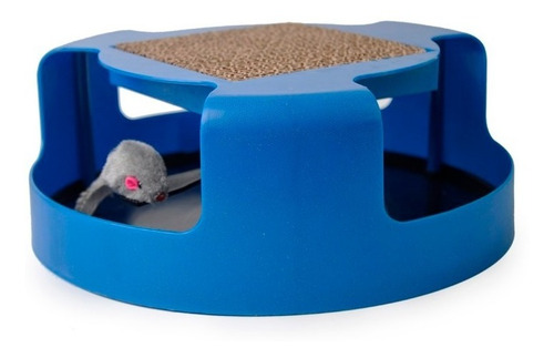 Juguete Interactivo Con Rascador Y Ratón Para Gatos Color Azul