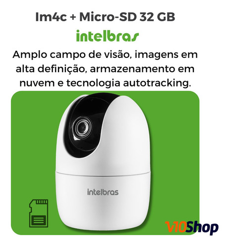 Camera De Segurança Wifi Im4c Com Micro-sd 32 Gb Intelbras