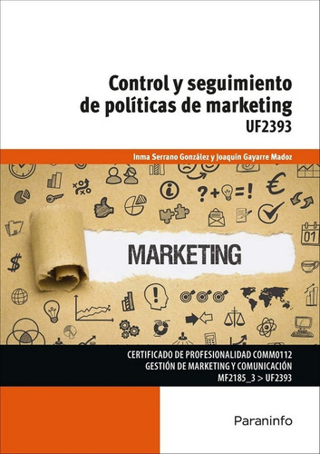 Libro Control Y Seguimiento De Politicas De Marketing - G...