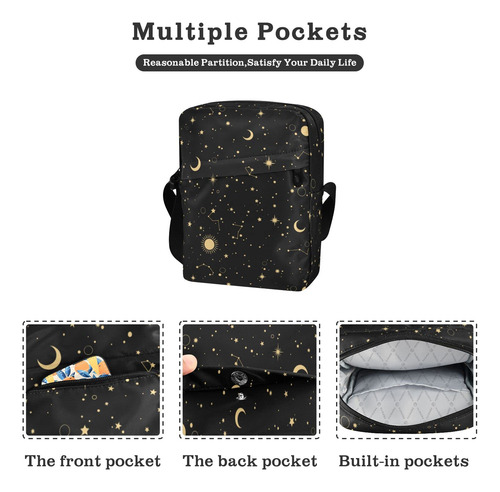 Alaza Luna Sol Estrellas Noche Crossbody Bolsa X81bx