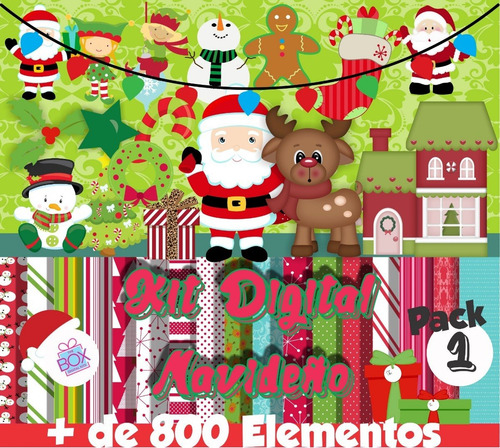 Kit Digital Navideño Pack 1 + De 800 Imágenes Png, Jpg, Gif