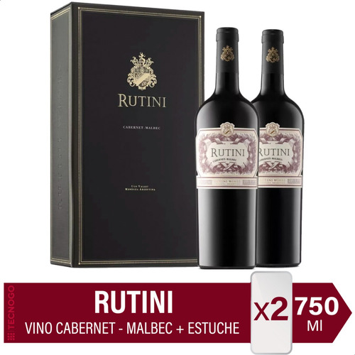 Vino Rutini Cabernet Malbec Con Estuche 750ml X2 Caja