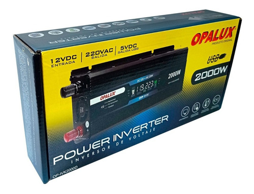 Imagen 2 de 3 de Inversor 12vdc/220vac 2000w Op-ivk2000d Opalux/mihaba