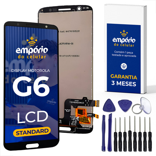 Tela Frontal Display Touch Lcd Compatível Moto G6 Empório Cor Preto Sem Aro