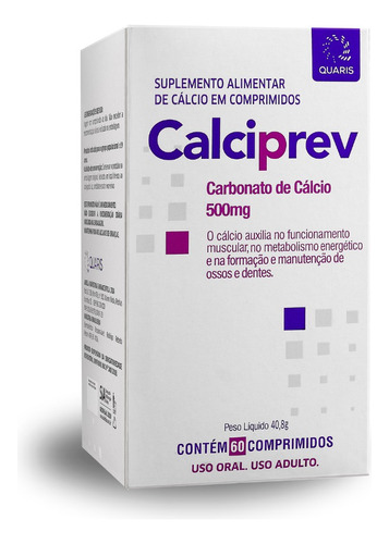 Calciprev - Carbonato De Cálcio 500mg - 60 Comprimidos