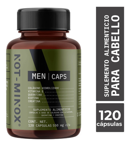 Imagen 1 de 6 de Cápsulas Not Minox Hombre Cabello Barba Biotina Creatina Sabor Neutral