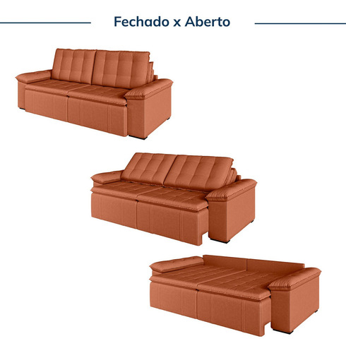 Sofá Cama Palmeira 3 Lugares Retrátil Reclinável 2,00m