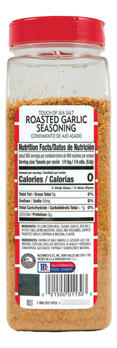 Condimento De Ajo Asado Con Sal Marina 694 Gramos