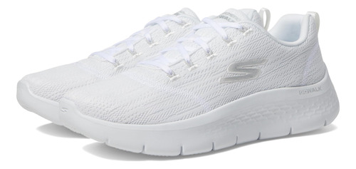 Skechers Mujer Sneaker, White Textile Silv B0b9bjtkxl_080424