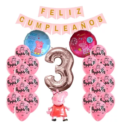 Combo Cumpleaños Kit Globos Peppa Pig Decoración