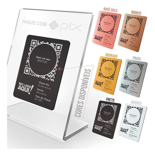 Imagem 3 de 5 de Placa Pix Para Pagamento Qrcode Em Acrílico Face Preta