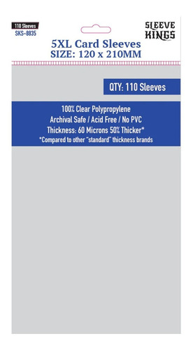 Protectores De Cartas Sleeve Kings 120x210mm - 110 Micas