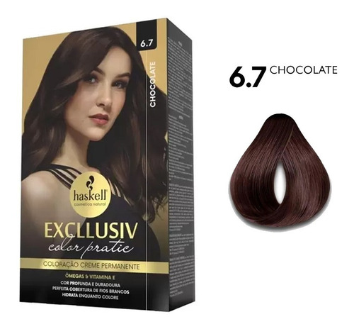 Kit Coloração Haskell  Exclusiv Color Pratic tom 6.7 chocolate para cabelo x 210g