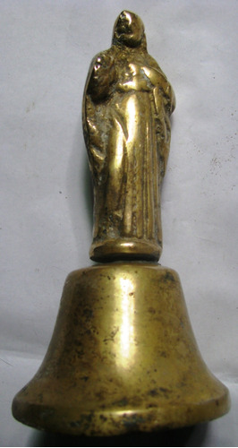 Campana Muy Antigua De Bronce Figura Cristo