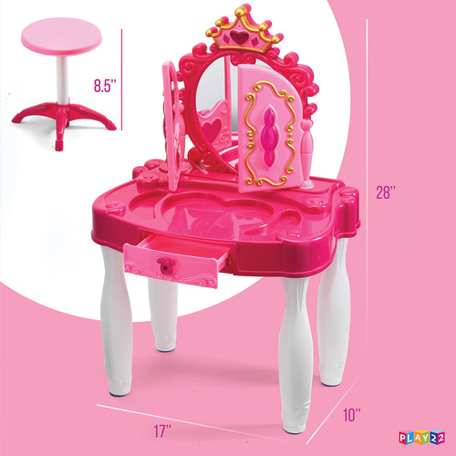 Set De Tocador Play22 Pretend Play Para Niñas Con Espejo Y T