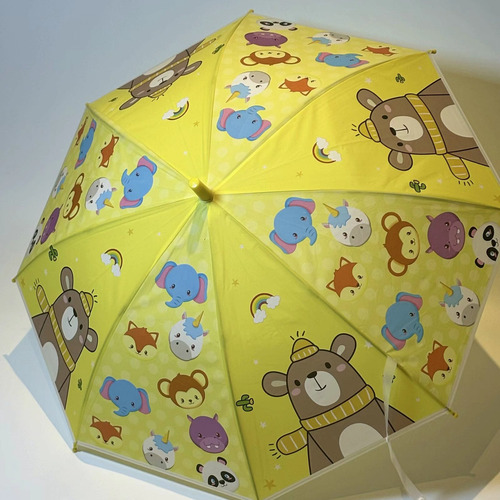Paraguas Infantil Con Silbato, Goma Eva Estampados Color Amarillo