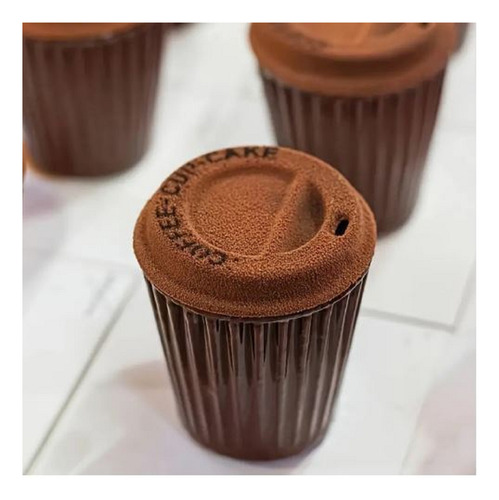 Moldes Silicona Pastel Chocolate Taza De Café A Rayas Blanco