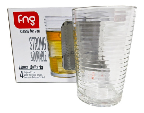 Vasos De Vidrio En Set X 4 Unidades 320ml - Sheshu Home