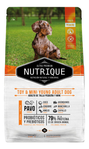 Nutrique Ultra Premium Toy & Mini Young Adult Dog alimento sabor pavo y cerdo en bolsa de 7.5kg