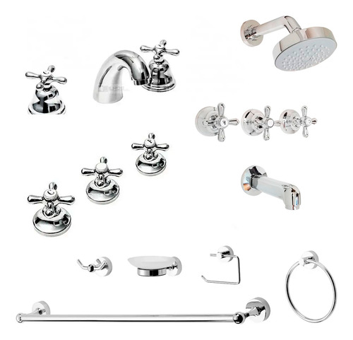 Griferia Baño Completa Set Accesorios Aqualaf Liwen P