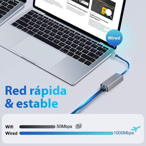 Adaptador Usb C Ethernet A Conexión A Red Lan Rj45 100mbps