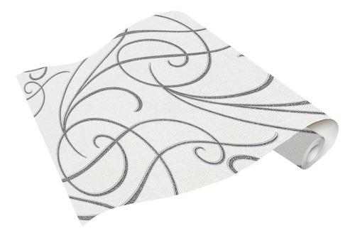Imagen 3 de 3 de Papel Tapiz Gris Con Blanco Diseño Damascos Europeos