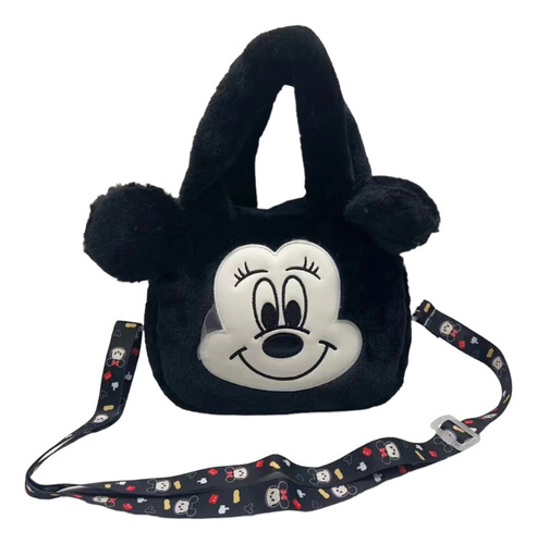 Cartera De Felpa Acolchada Minnie - Mickey Mouse Para Niñas Color Negro