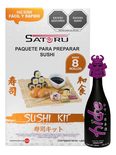 Sushi Kit Satoru Hasta 8 Rollos + Sake Hide (samurai) 350 Ml