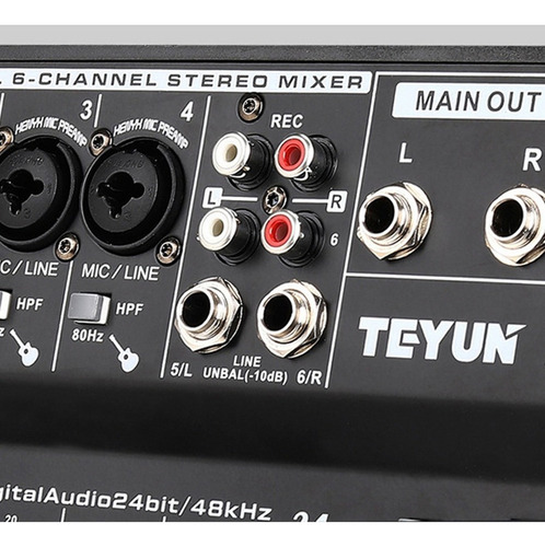 Mezclador Digital Con Tarjeta De Sonido Bluetooth 6 Canales