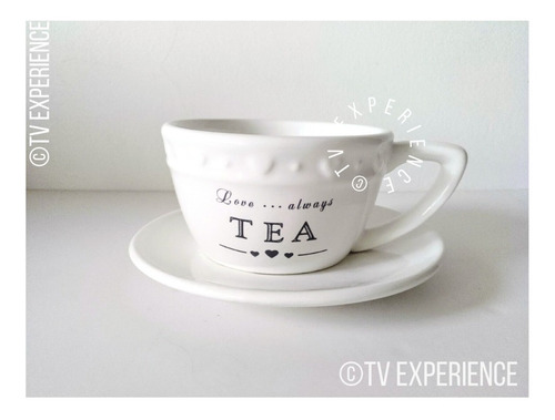 Imagen 2 de 6 de Taza De Té - Infusión Con Plato- Con Frase - 200 Cc