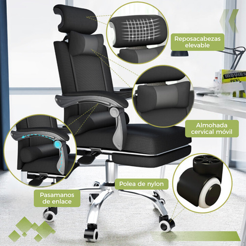 Silla Escritorio Ergonómica Oficina Ajustable Reclinable