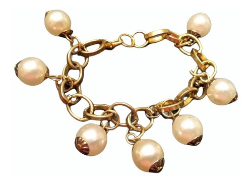 Pulsera Dorada Con Perlas