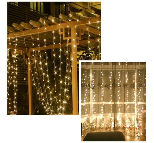 Imagen 7 de 10 de Luces Cortina Led Navideño Navidad De 3x3 Matrimonio Fiestas