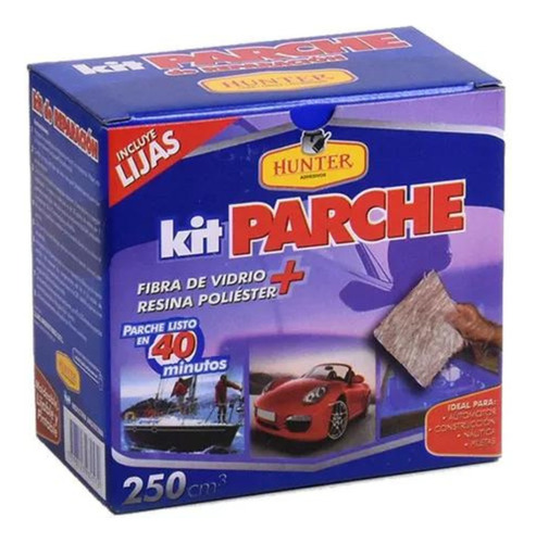 Kit Parche Reparación Fibra Vidrio Resina Auto Pileta 250cm3