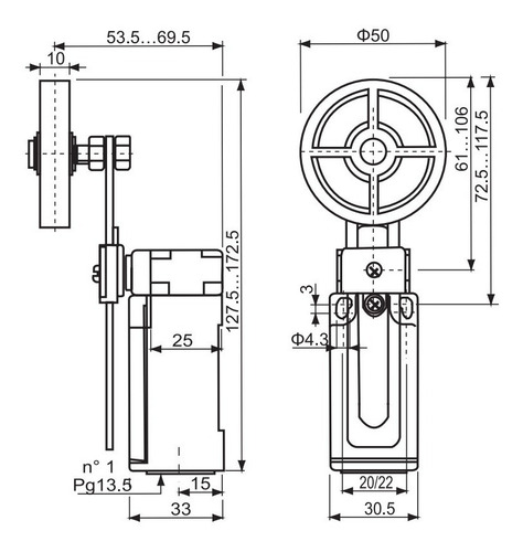 Imagen 2 de 2 de Interruptor Limite 1nc+1no Palanca Ajust Cntd Cze-00-frm/50
