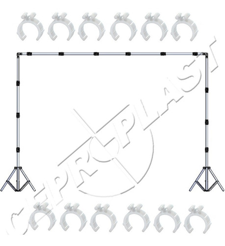 Suporte 3 X 3 + Bolsa + 16 Presilhas + 1 Tecido 3x6 Verde