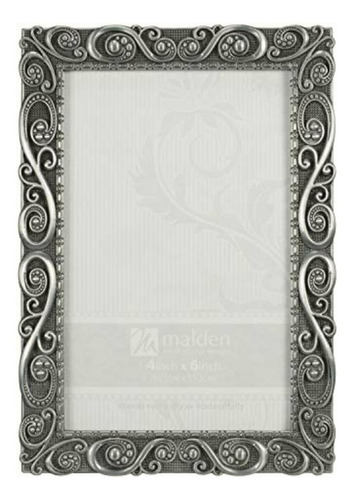 Malden Morgan Pewter Metal Picture Frame, 4 By 6-inch